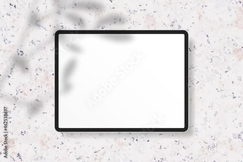 Digital tablet on marble background vector
