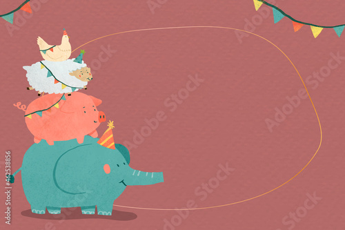 Animal doodle party frame vector