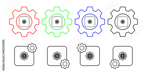 Drone field outline vector icon in gear set illustration for ui and ux, website or mobile application