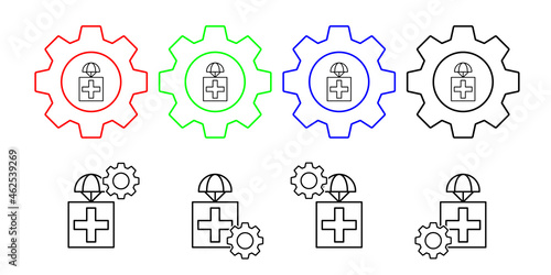 Premise with medicines field outline vector icon in gear set illustration for ui and ux, website or mobile application