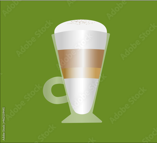 Coffee latte or latte macchiato glass cup