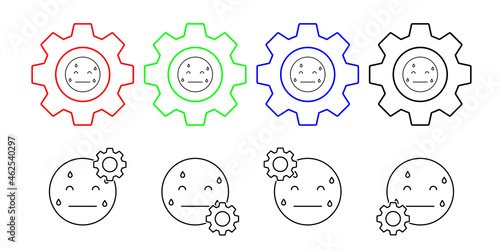 Sweating, emotions vector icon in gear set illustration for ui and ux, website or mobile application