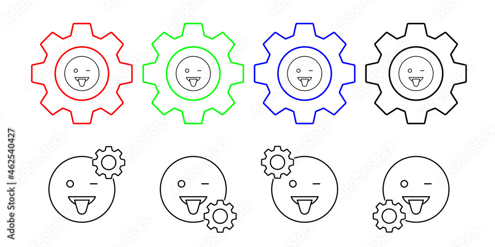 Wink, tongue, emotions vector icon in gear set illustration for ui and ux, website or mobile application