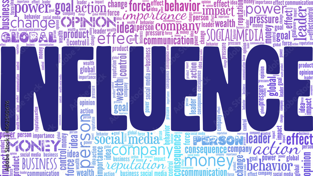Influence vector illustration word cloud isolated on white background ...