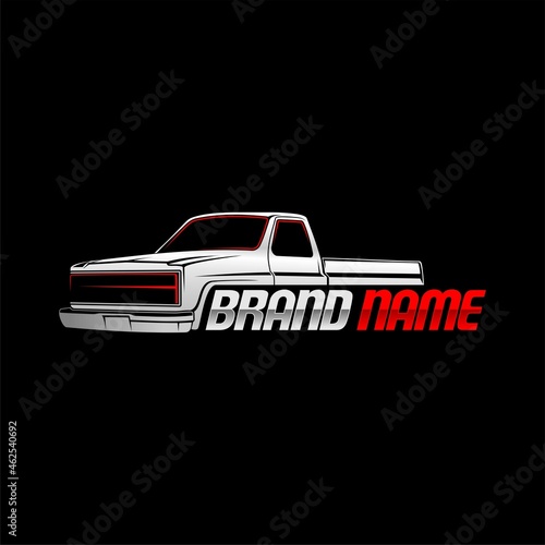 pickup truck classic logo template with black background