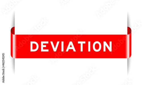 Red color inserted label banner with word deviation on white background