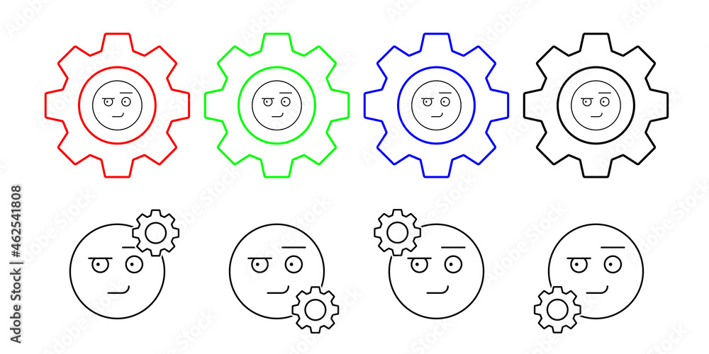 Smirk, emotions vector icon in gear set illustration for ui and ux, website or mobile application
