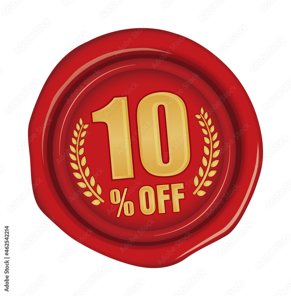 10% off icon illustration for ecommerce site etc. ( sealing wax motif ) 10% off icon illustration for ecommerce site etc. ( sealing wax motif )