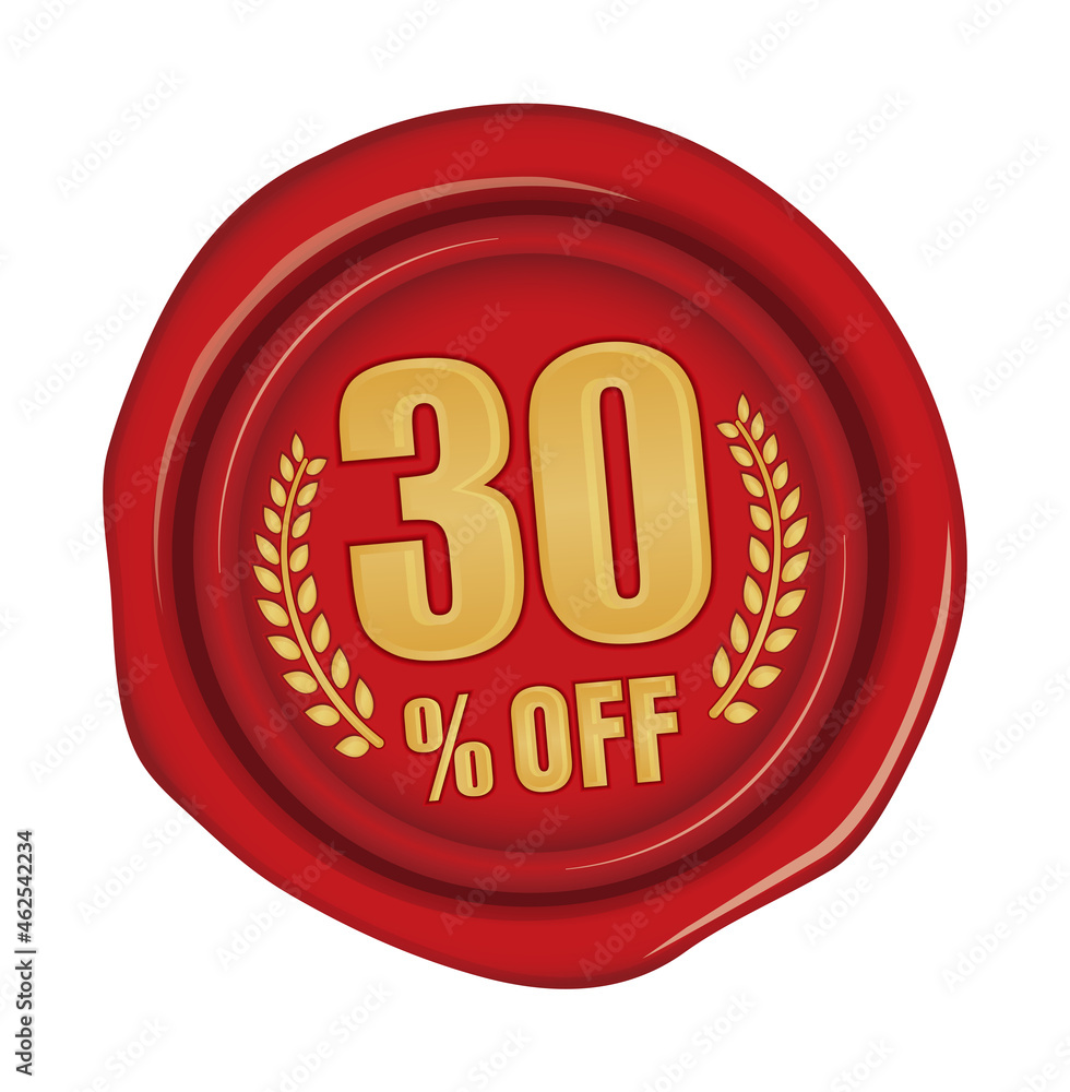 30% off icon illustration for ecommerce site etc. ( sealing wax motif ) 30% off icon illustration for ecommerce site etc. ( sealing wax motif )