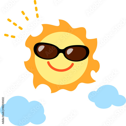 サングラスをかけた太陽のキャラクター