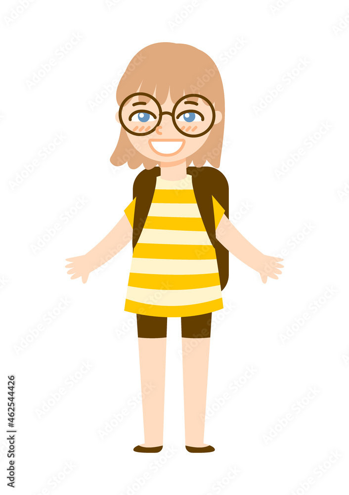 Cute cartoon school girl isolated on white background Cute cartoon school girl isolated on white background