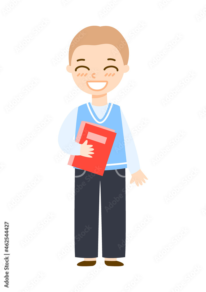 Cute cartoon school boy isolated on white background Cute cartoon school boy isolated on white background