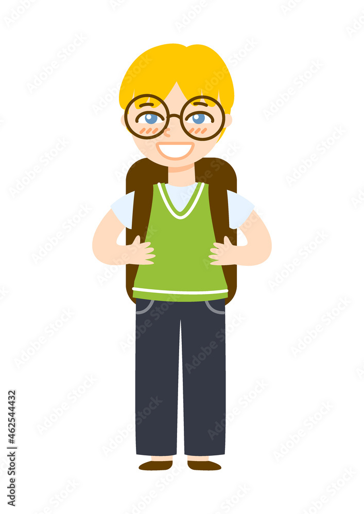 Cute cartoon school boy isolated on white background Cute cartoon school boy isolated on white background