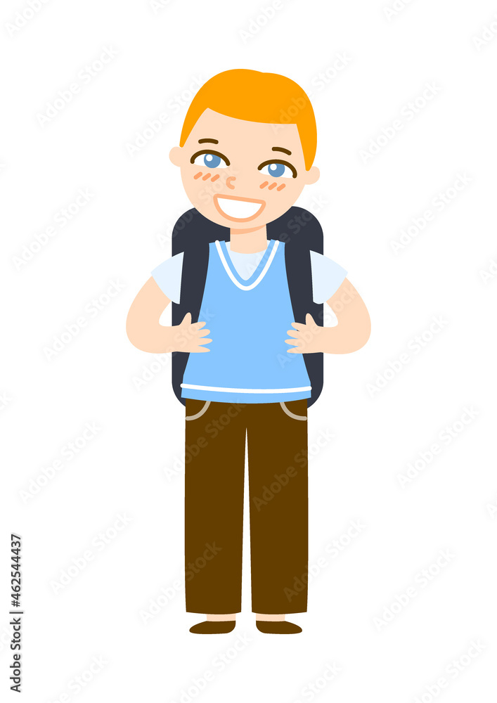 Cute cartoon school boy isolated on white background Cute cartoon school boy isolated on white background