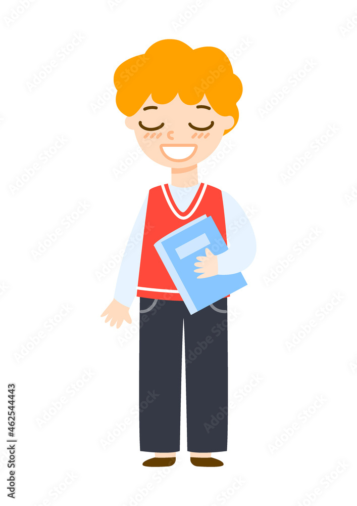 Cute cartoon school boy isolated on white background Cute cartoon school boy isolated on white background