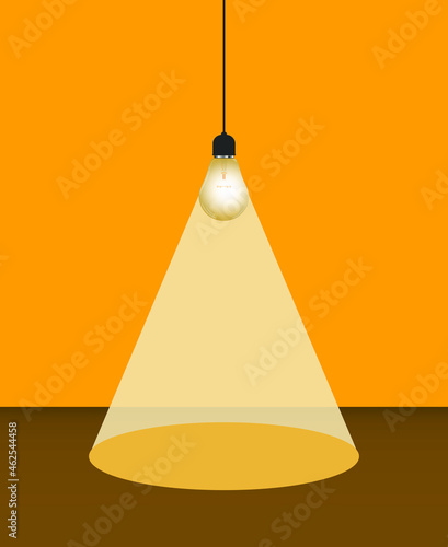 Light bulb logo vector illustration isolated on yellow background. 