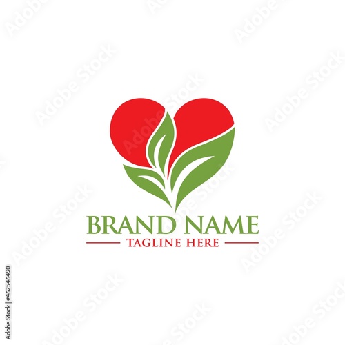 love leaf logo icon vector template.