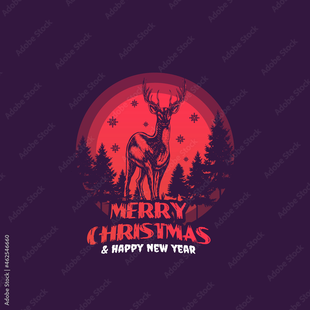 deer christmas mascot logo vector