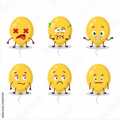 Yellow balloons cartoon character with nope expression