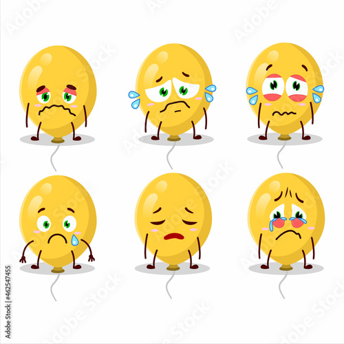 Yellow balloons cartoon character with sad expression