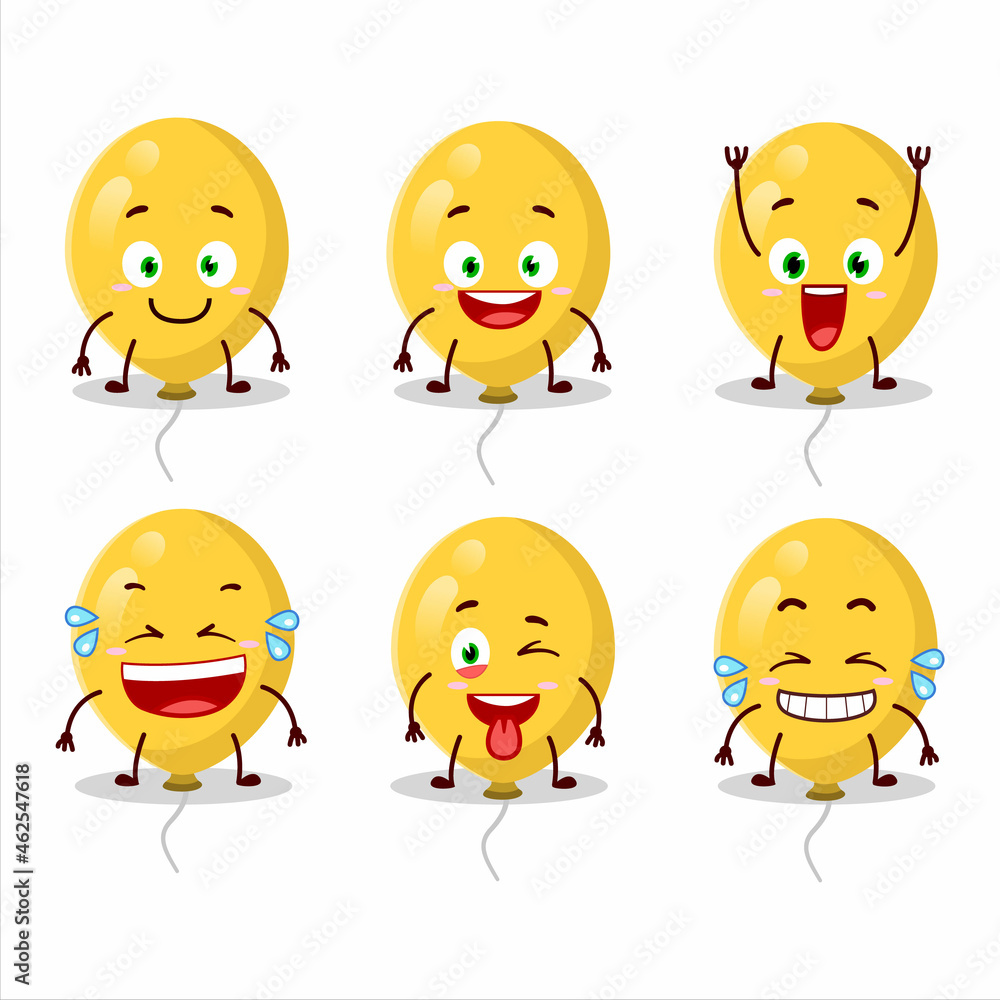 Obraz premium Cartoon character of yellow balloons with smile expression