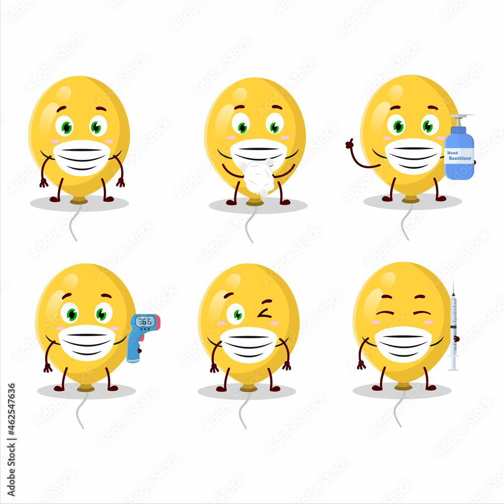 A picture of yellow balloons cartoon design style keep staying healthy during a pandemic