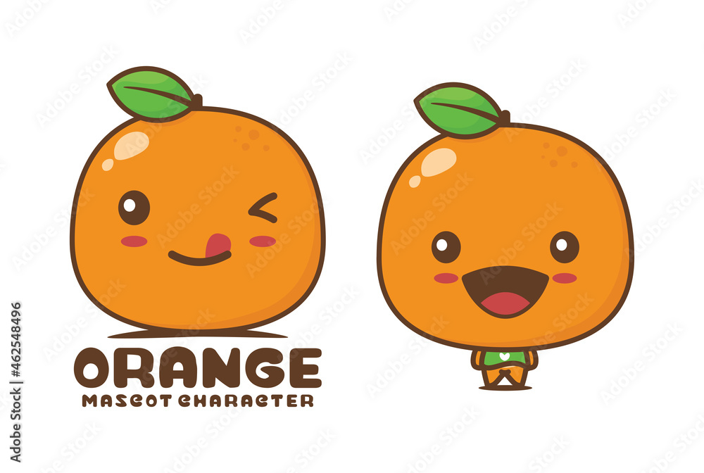 Fototapeta premium orange cartoon mascot, fruit vector illustration