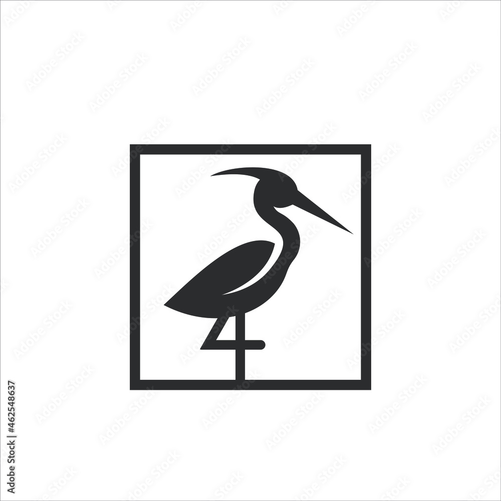 Fototapeta premium Animal Stork Logo Design Nature Graphic, Wildlife Bird Element