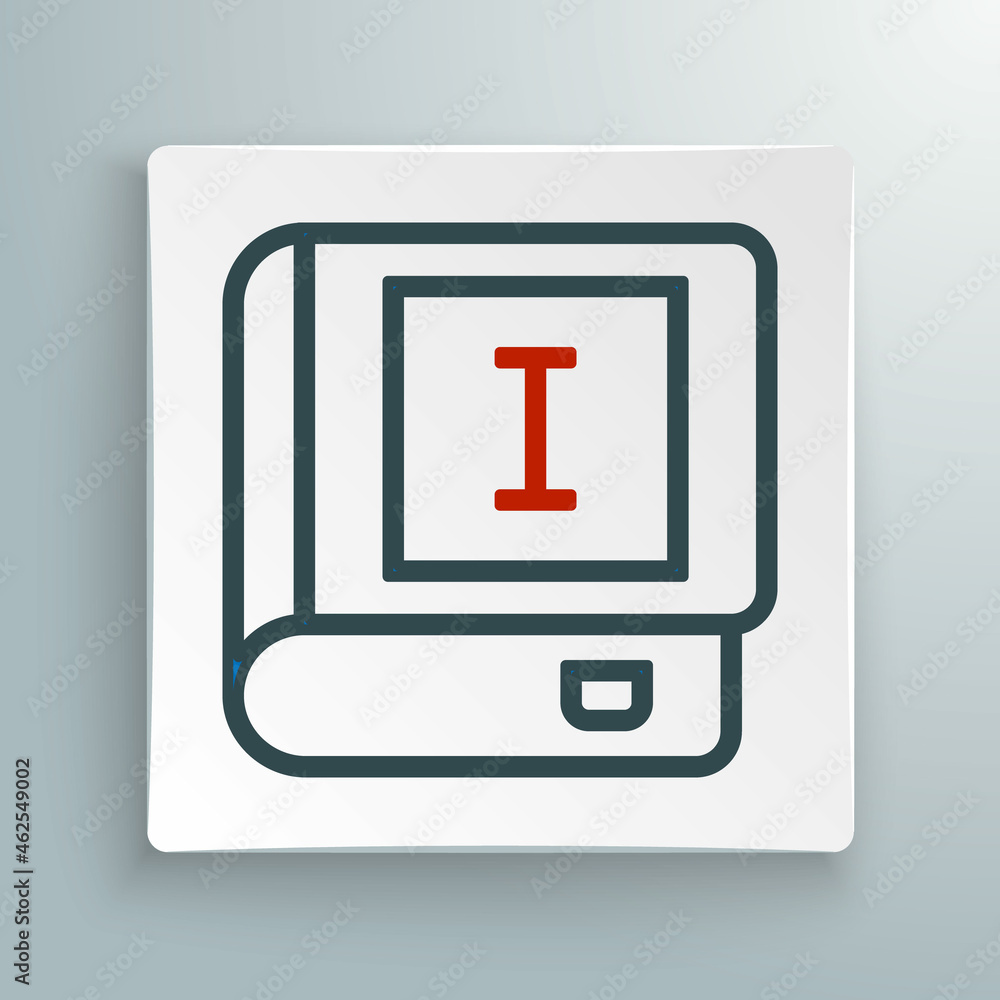 Line Book icon isolated on white background. First volume. Colorful outline concept. Vector Line Book icon isolated on white background. First volume. Colorful outline concept. Vector