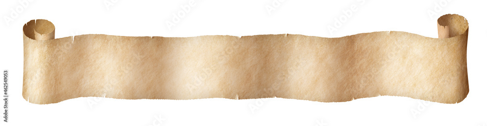 Horizontal narrow old paper fantasy style scroll isolated