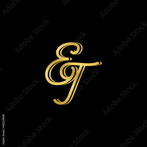 Gold logo ET font initials and scripts