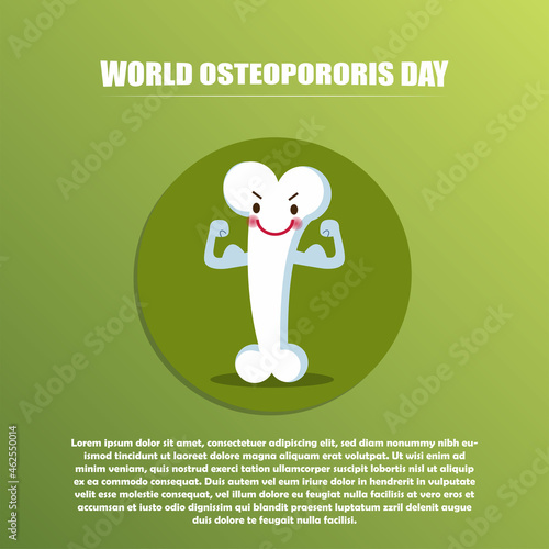 Strong bone character vector with muscular arms suitable for osteoporosis day poster or banner photo