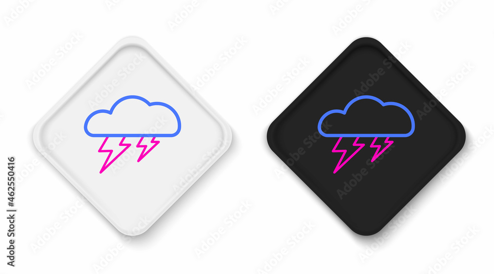 Line Storm icon isolated on white background. Cloud and lightning sign. Weather icon of storm. Colorful outline concept. Vector Line Storm icon isolated on white background. Cloud and lightning sign. Weather icon of storm. Colorful outline concept. Vector
