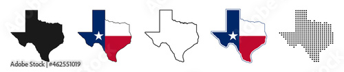 Texas map icon set. Texas map symbol isolated on white background.