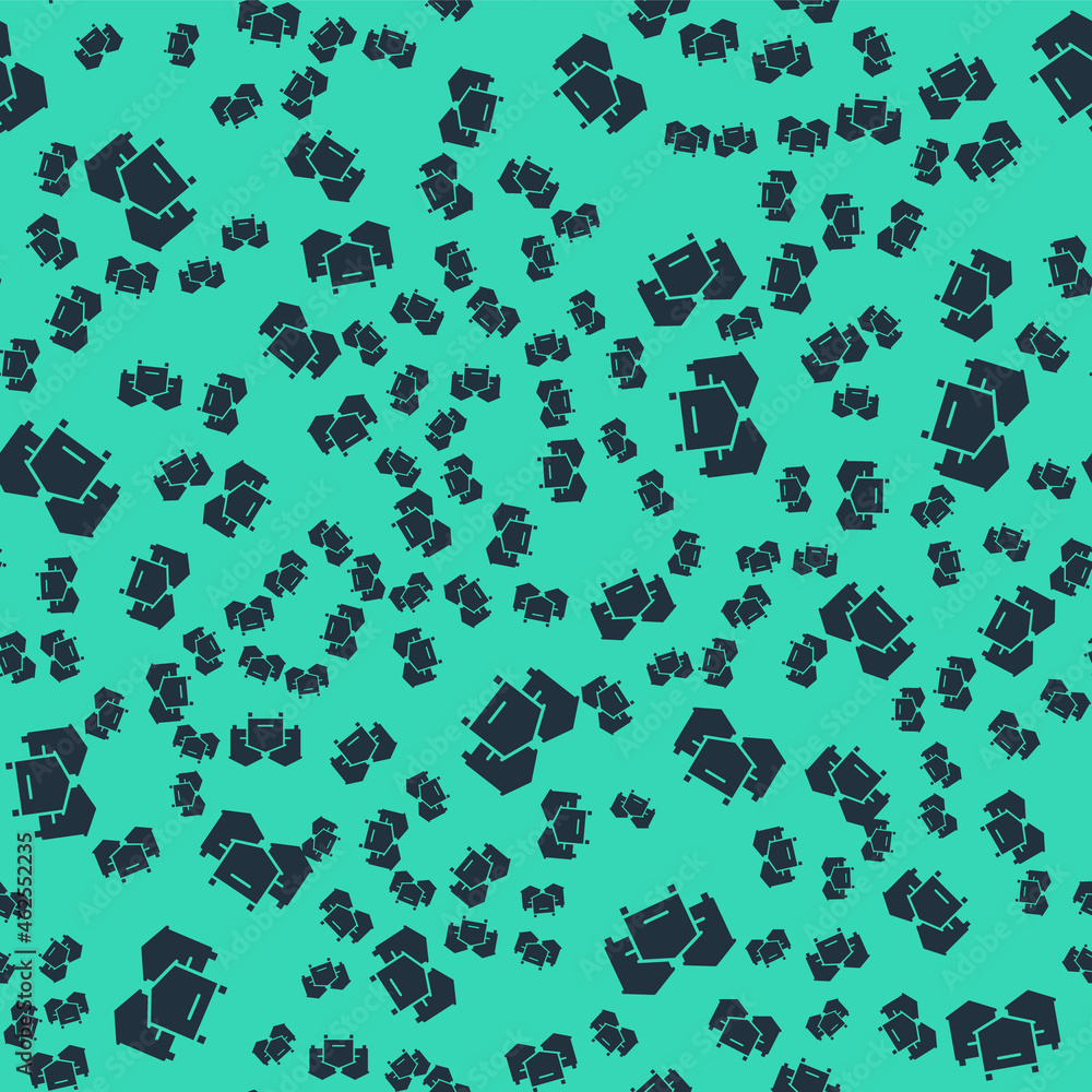 Fototapeta premium Black Hive for bees icon isolated seamless pattern on green background. Beehive symbol. Apiary and beekeeping. Sweet natural food. Vector