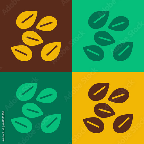 Pop art Seeds of a specific plant icon isolated on color background. Vector