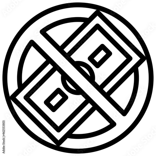 NO MONEY line icon,linear,outline,graphic,illustration
