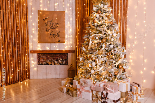 beautiful Christmas tree in gold style © Alyona