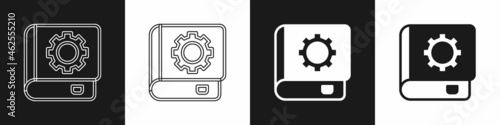 Set User manual icon isolated on black and white background. User guide book. Instruction sign. Read before use. Vector