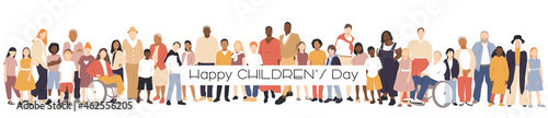 Happy Children's Day card. Multicultural group.