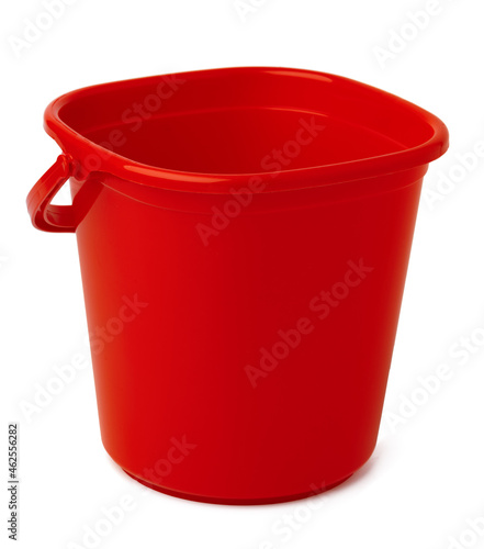 Single plastic bucket isolated on a white background