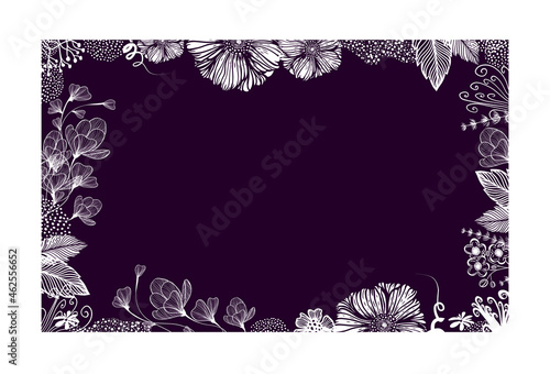 Beautiful graphic frame of flowers for a photo. Vector illustration