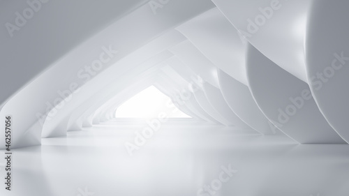 Abstract Futuristic empty floor and room Sci-Fi Corridor With light for showcase,room,interior,display products.Modern Future cement floor and wall background technology interior concept.3d render © Nuchjaree