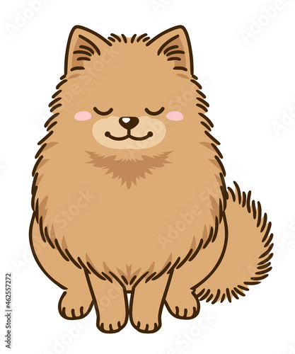 おじぎするポメラニアン（オレンジ）