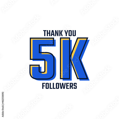 Thank You 5 K Followers Card Celebration Vector. 5000 Followers Congratulation Post Social Media Template.