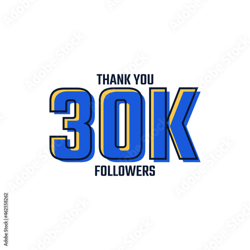 Thank You 30 K Followers Card Celebration Vector. 30000 Followers Congratulation Post Social Media Template.