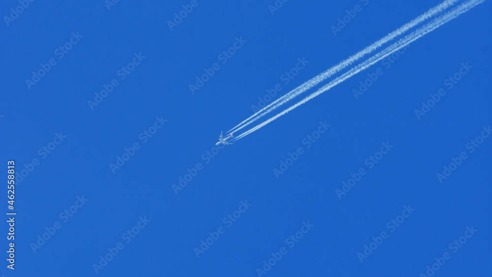 Trajectory from a jet plane flying across the sky. Trajectory from a jet plane flying across the sky.