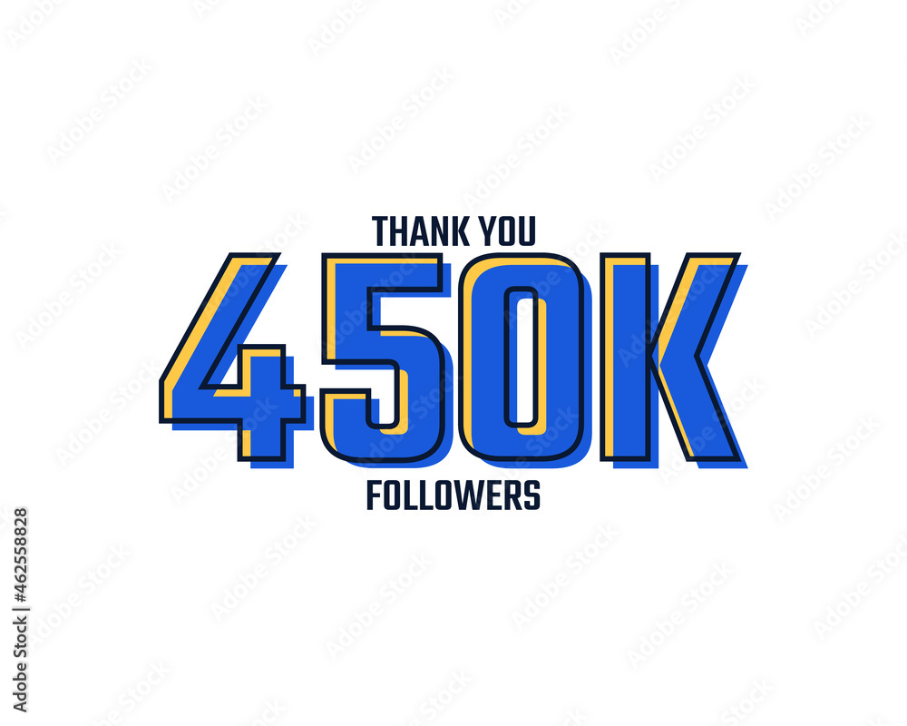 Thank You 450 K Followers Card Celebration Vector. 450000 Followers Congratulation Post Social Media Template.