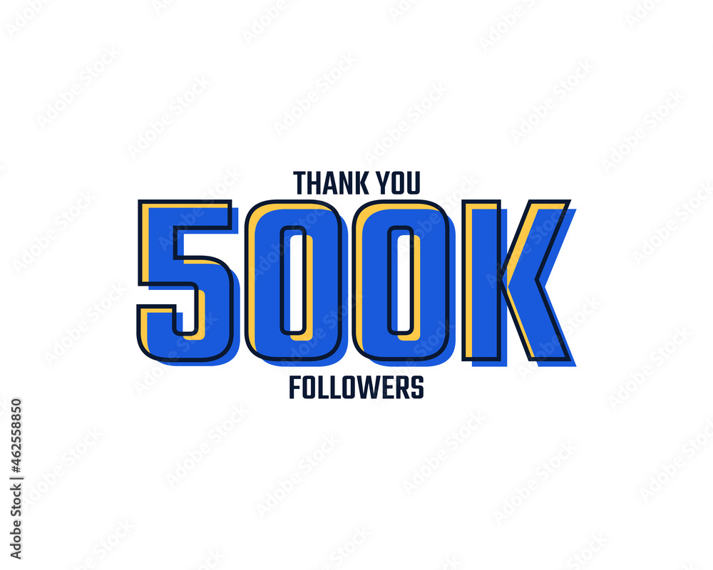 Thank You 500 K Followers Card Celebration Vector. 500000 Followers Congratulation Post Social Media Template.