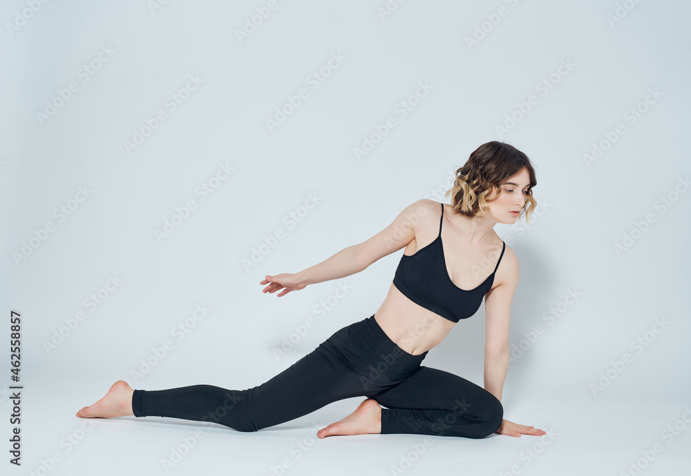 woman in sports uniform exercises asana active lifestyle woman in sports uniform exercises asana active lifestyle